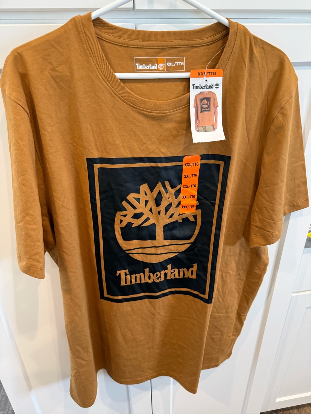 Timberland Rust Brown Logo T‑Shirt with Black Print